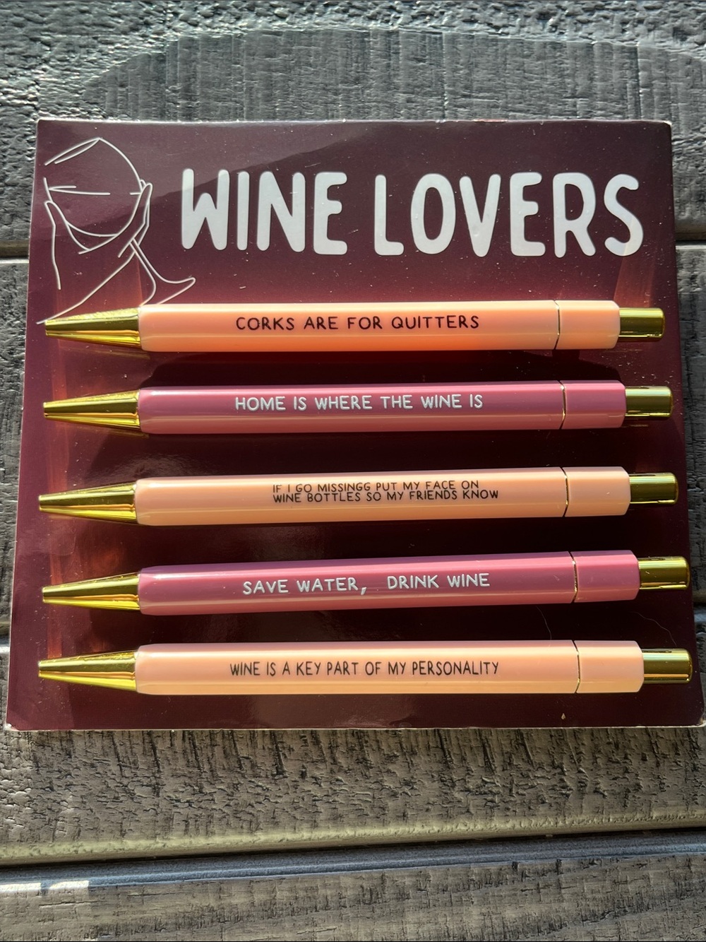 Wine Lovers Ballpoint Pen Set - Pink & Peach